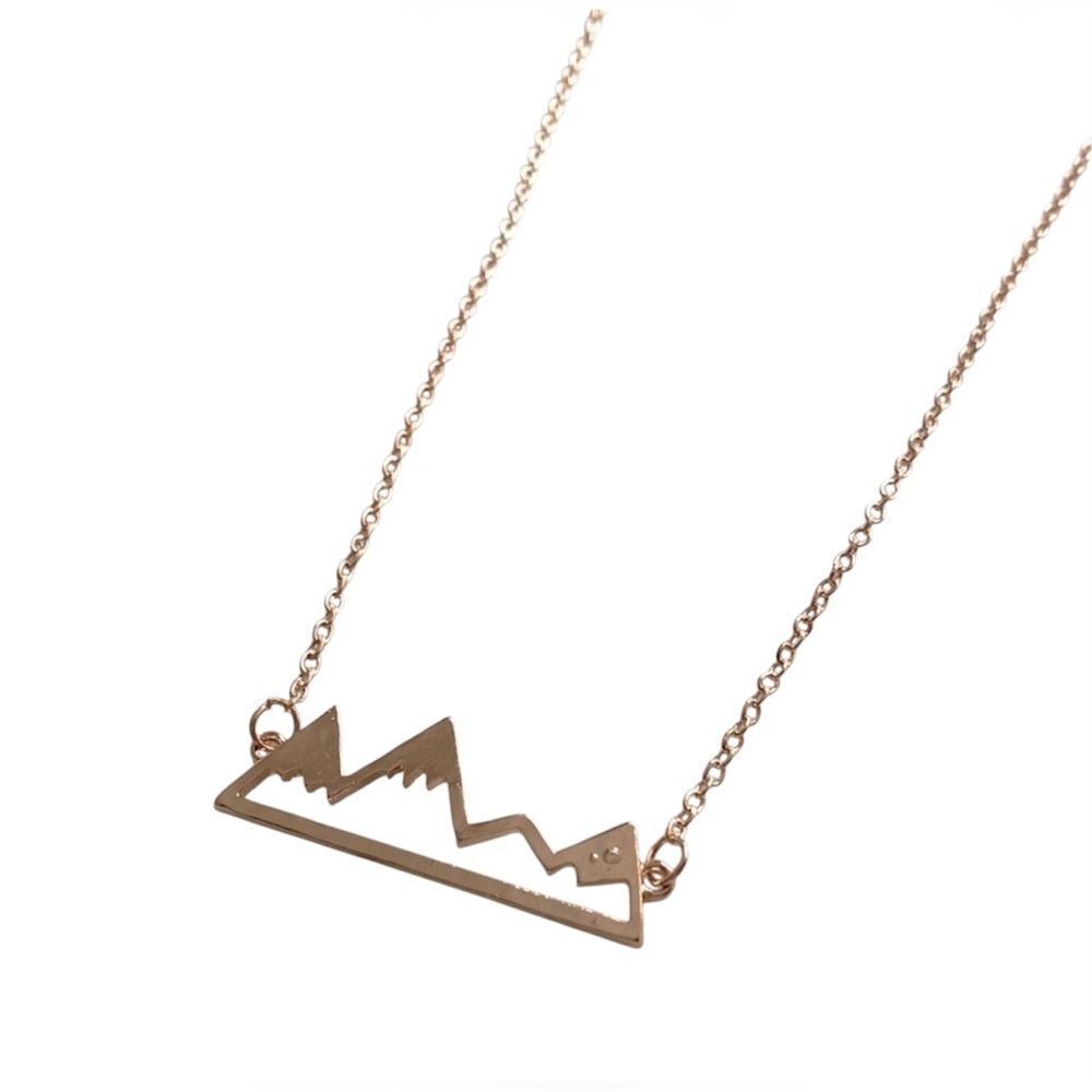 Gold Tone Mountain Necklace - Picture 5 of 6